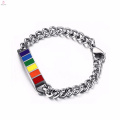 En regalos a granel arco iris gay orgullo pulseras de acero inoxidable para mujer